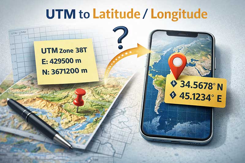 تبدیل UTM به مختصات جغرافیایی